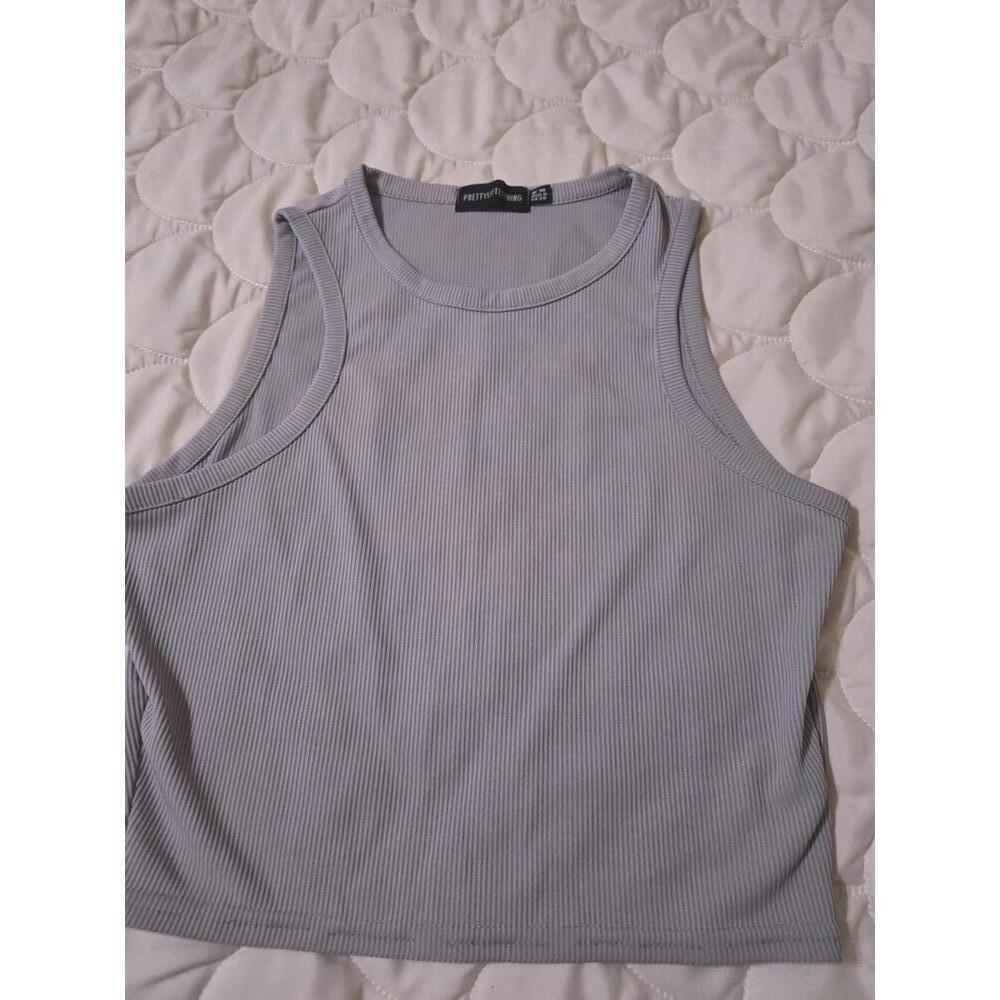 PrettyLittleThing Grey Ribbed Crop